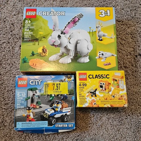 LEGO Creator City Classic Building Set Bundle NEW White Rabbit Police Orange
