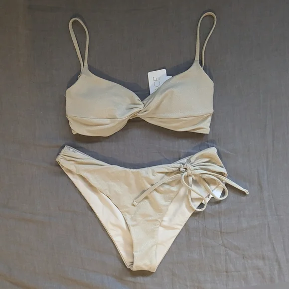 L*Space Ringo Amal Bikini Set Shimmer Bone