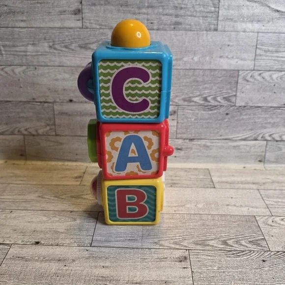 Fisher Price Bright Beginnings Action Stacking Activity Baby Blocks 123 ABC 3