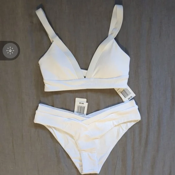 L*Space Vera Pratt Bikini Set White Rib