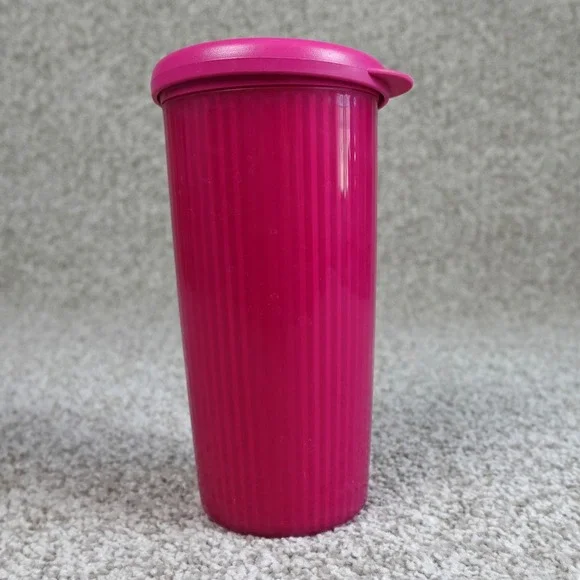 Tupperware Pink Double Wall 24oz Tumbler with Straw Seal Lid 3329A-1