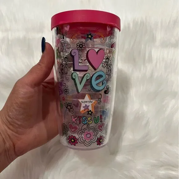 Tervis 16oz Love Superstar Floral Insulated Tumbler with Wrap and Red Lid Clear
