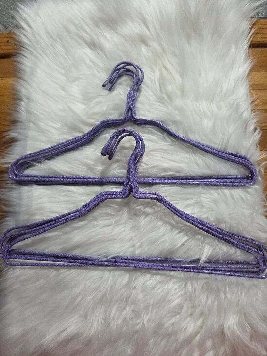 Set of 10 Coated Metal Purple Hangers
