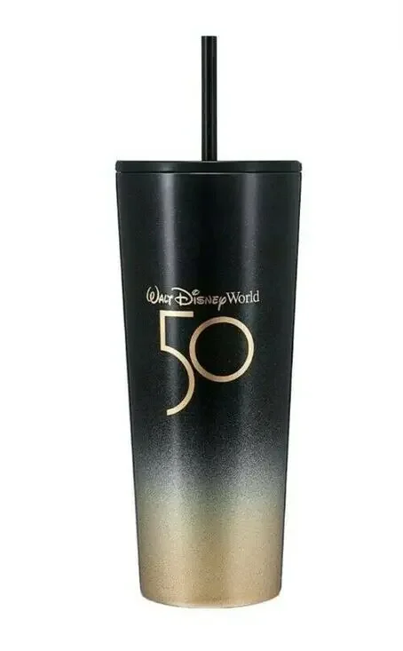 Walt Disney World 50th Anniversary Starbucks Stainless Steel Tumbler Gold Black