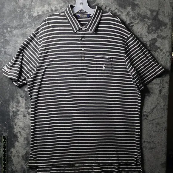 Polo Golf Ralph Lauren Stretch Lisle Shirt Mens XL Gray Striped Pima Cotton