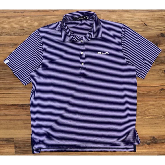 RLX Ralph Lauren Golf Polo Men's XL Purple Stripe Performance Preppy Athletic