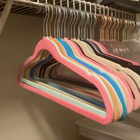 Set/10 Multi Velvet Flat No Slip Clothes Hangers