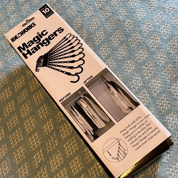 Ideaworks Magic Hangers New in Box set of 10 Closet Organizer NIB Black Storage