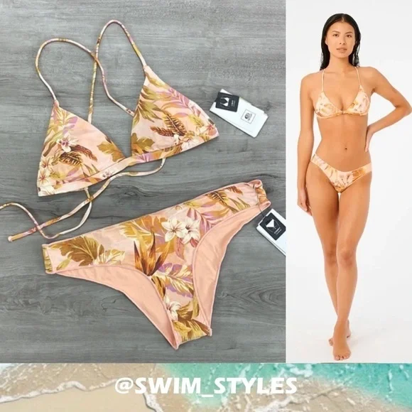 ☀️RIP CURL☀️ SUNDAY SWELL TRI SUNDAY SWELL HIPSTER CHEEKY BIKINI SET