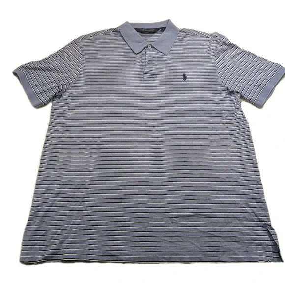 Polo Golf Ralph Lauren Pro Fit Polo‎ Shirt Men's L Blue Stripe Pima Cotton