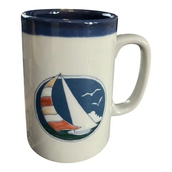 Vintage Otagiri Sailboat Tankard Mug with Recipe Cards – Handcrafted in Japan –