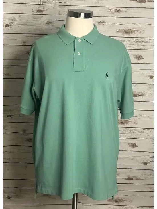 Polo Ralph Lauren mint green cotton short sleeve polo shirt XXL Y2K preppy golf