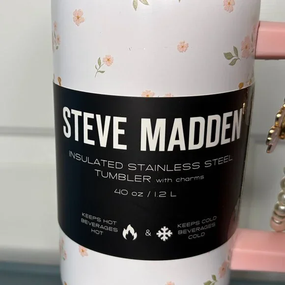 Steve Madden 40oz Insulated Stainless Steel Tumbler Western Theme Cup w/ Handle