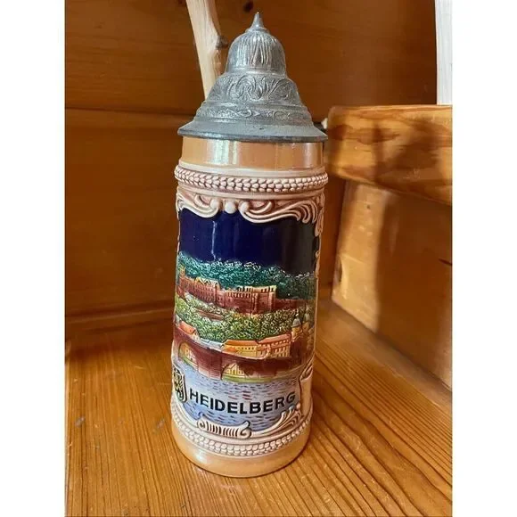 Pre Owned Vintage German Stein.  Henagemall #17. Pewter Lid.
