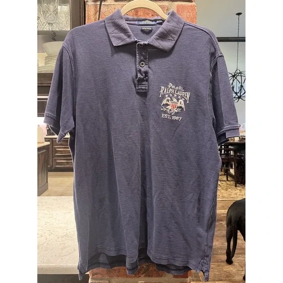 Polo Sport Ralph Lauren Men's XL Glory Banner Flag Polo Shirt Blue