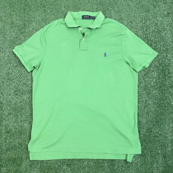 Polo Ralph Lauren Men's XL Green Short‎ Sleeve Polo Shirt Purple Pony Logo