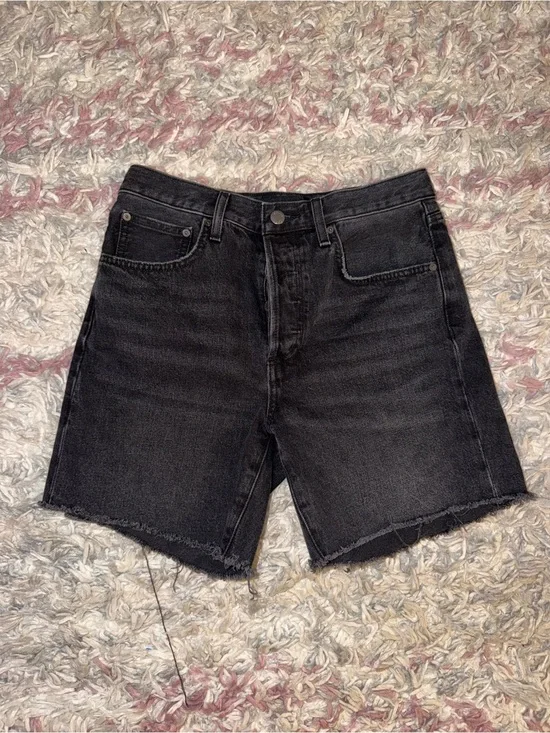 Aritzia denim forum yoko high rise long denim shorts 27