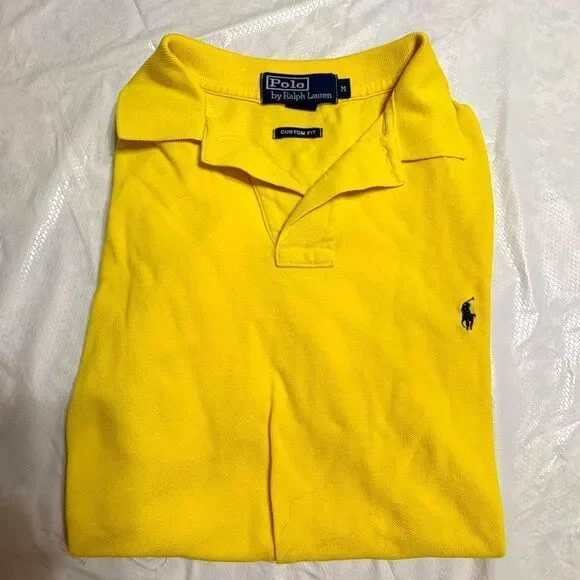 Polo Ralph Lauren Men's Bright Yellow Custom Fit Polo Shirt Size Medium