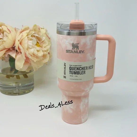 Stanley Tumbler 40 oz Peach Tie Dye Limited Edition Quencher Pink, Blush RARE