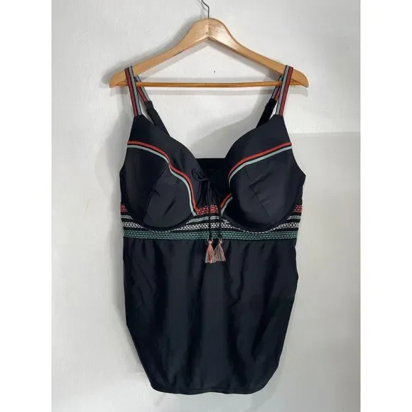 Swim by Cacique bathing suit swimwear embroidered built in bra woman 44F New