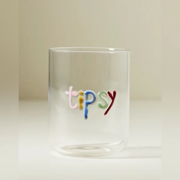 Anthropologie The Love Notes Icon Juice Glass, TIPSY, NWT