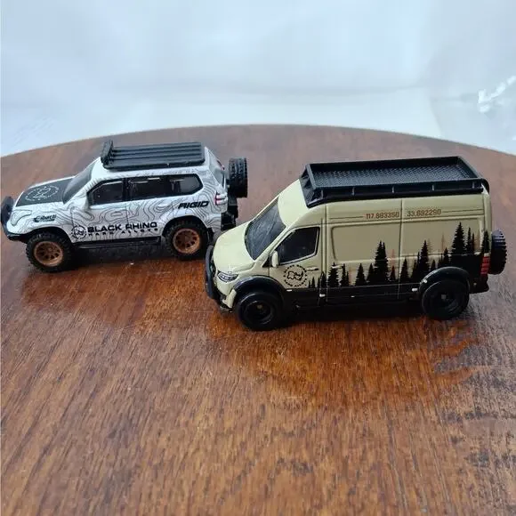HOT WHEELS Premium Set of 2 Diecast Cars Mercedes Sprinter + Toyota Land Cruiser