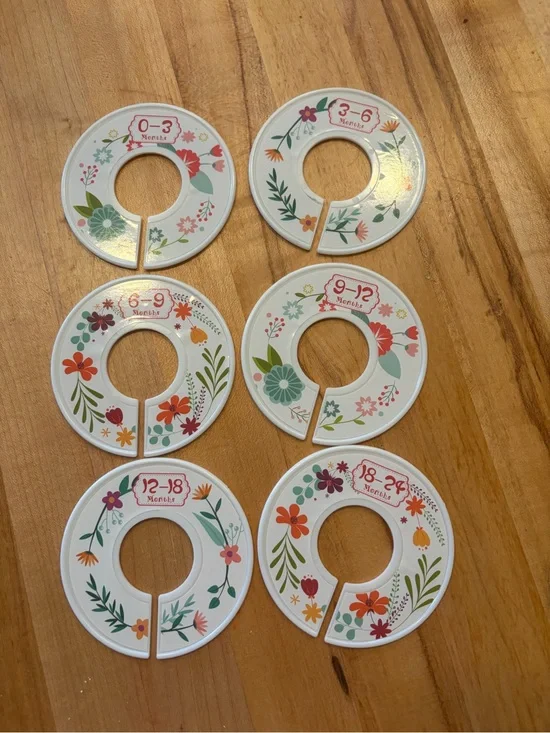 Set of 6 Floral Baby Closet Dividers - 0-24 Months Set