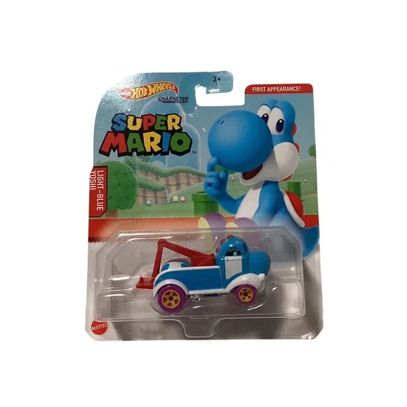 Hot‎ Wheels Super Mario Character Cars Light-Blue Yoshi Tow Truck Die-Cast GJH23