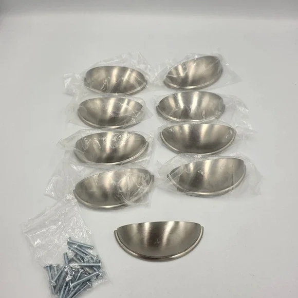 9 Drawer Pulls Brushed Satin Nickel Cabinet Cup‎ Pulls Kitchen Handle 3 3/4