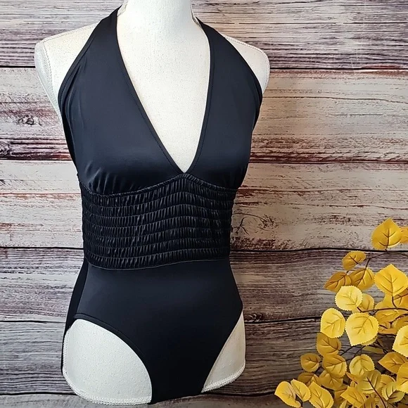 NWT GABAR BLACK ELASTIC WAIST ONE PIECE SWIMSUIT