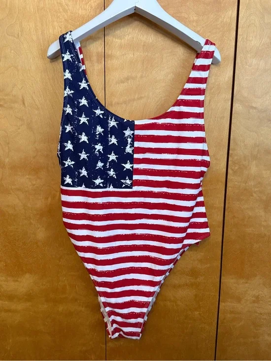 NWT - USA American Flag One-Piece Swimsuit women Size XL