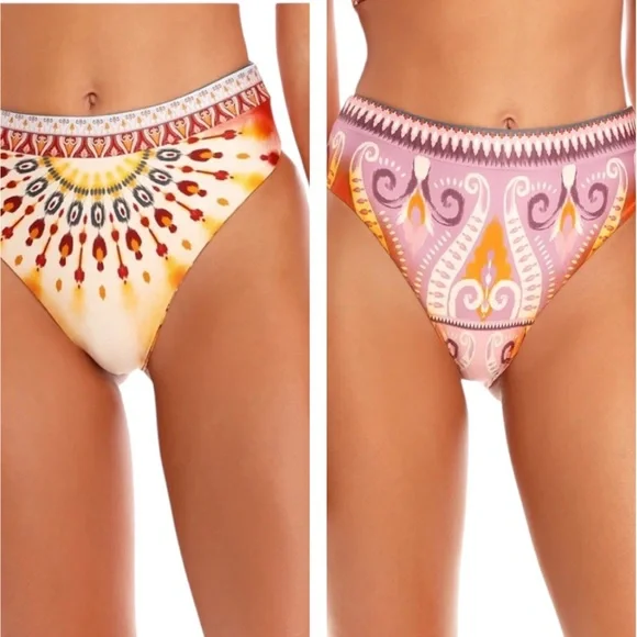 Aqua Bendita Penelope Leva Reversible High Waist Swim Bottom XL NWT