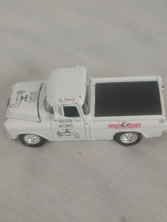 Water Works White Toy Truck - Monopoly Collectible