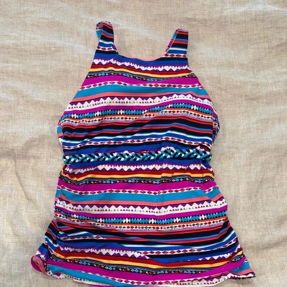 Annie Cole Colorful Striped Women's Swim Top- M