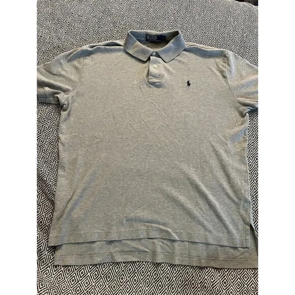 Polo Ralph Lauren Shirt Mens Large Gray Preppy Casual Classic Short Sleeve