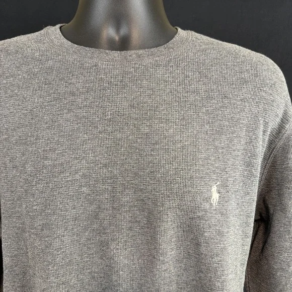 Polo Ralph Lauren Sleepwear Men Shirt L Thermal Waffle-Knit Long Sleeve Gray NWT