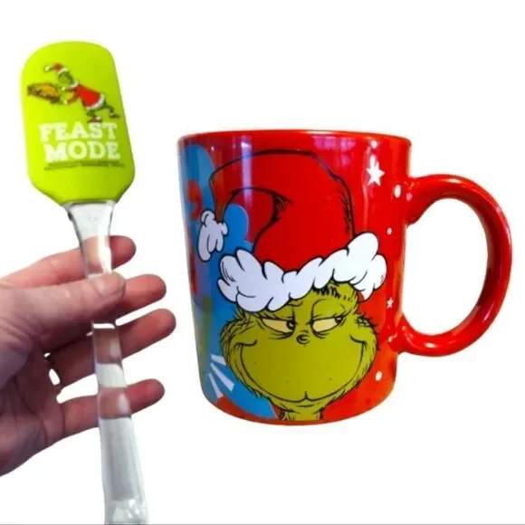 The Grinch Christmas Themed Ceramic Mug And Silicone Spatula Lot NWT‎