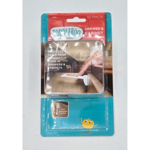 Toddleroo North States Drawer Cabinet Tab‎ Latches Safety Child Proof 10 Pack
