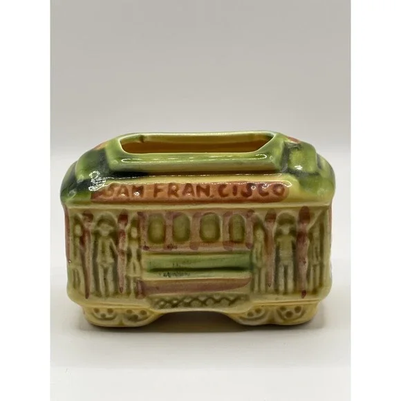 Toothpick Holder San Francisco Trolley CarMulti Color Vtg SNCO Imports‎ Japan 2