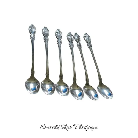 Oneida Brahms Set of 6 Iced Tea Spoons Community Stainless Flatware *FREE SHIP*