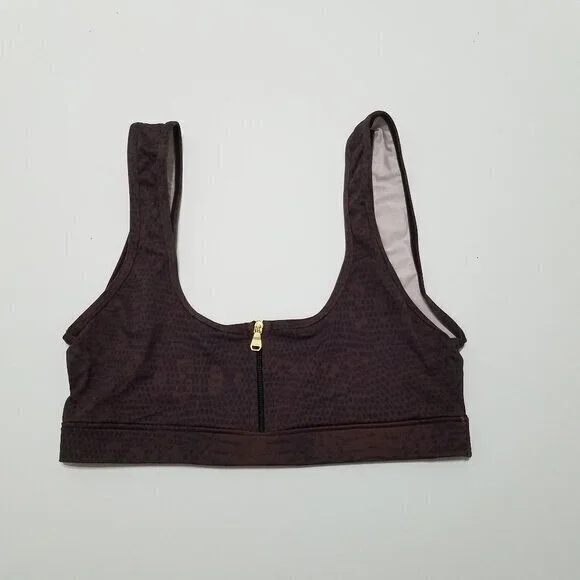 Varley Snake Print Animal Print Unlined Zip Up Sports Bra Size S