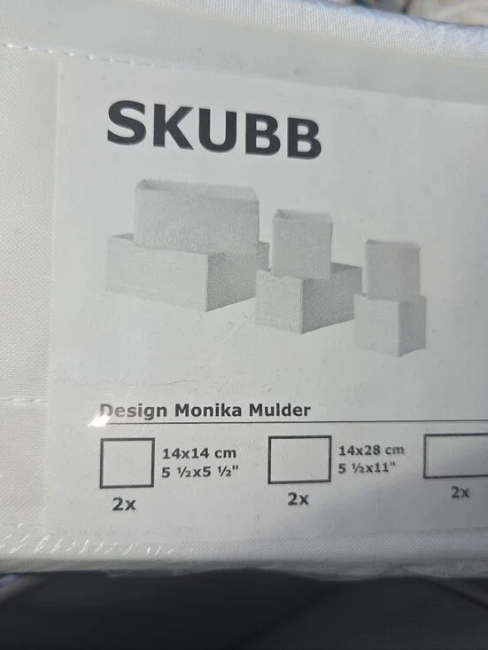 SKUBB Storage Boxes Bins White (Set) Of 6 NEW IKEA Drawer Organizers Fabric