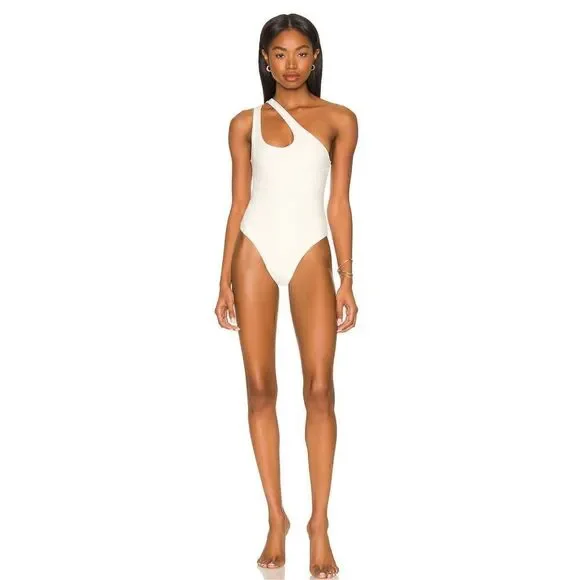 L Space Phoebe White One Shoulder One Piece Bathing Suit