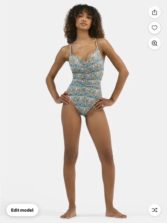 Jessica Simpson Paisley Cinched One Piece Swimsuit Size Medium New