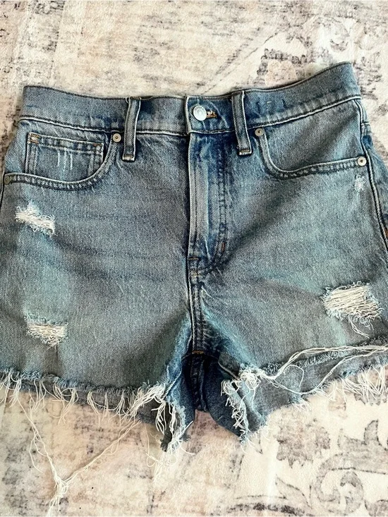 Madewell Distressed The Perfect Short Denim Cutoff Shorts