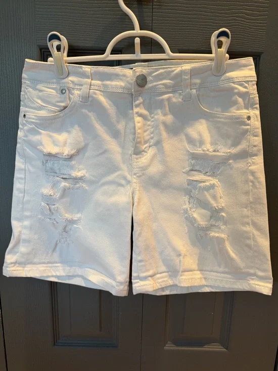 Tinsel distressed denim shorts