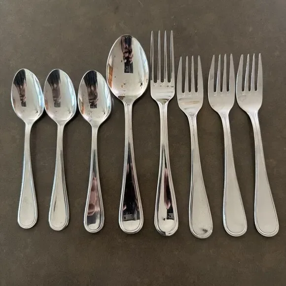 Lot of 8 Savile Row Godinger 18/10 Stainless Steel Flatware Forks Spoons