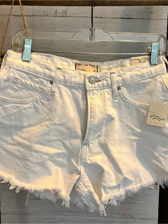 Free People white denim shorts