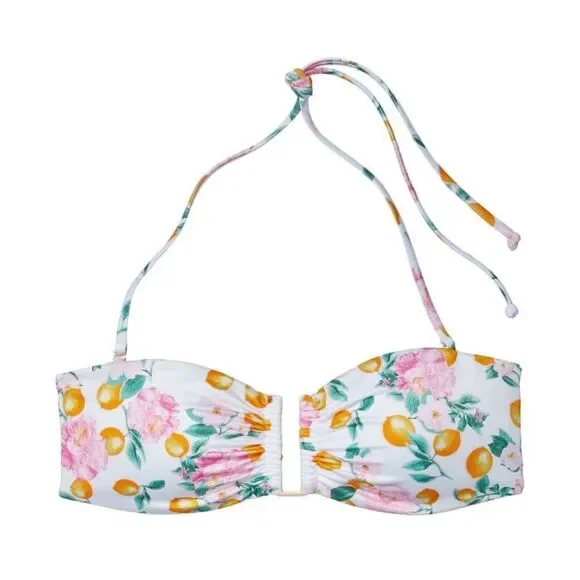 VICTORIA'S SECRET Mix-and-Match Bandeau Bikini Top White Lemons 🌸🍋