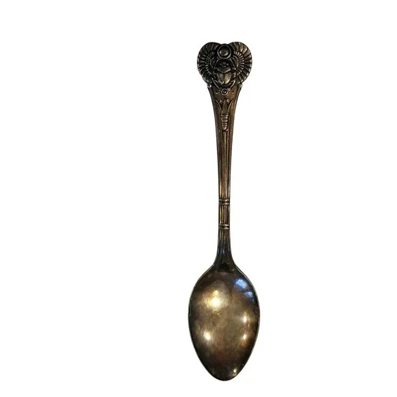 Egyptian Revival Scarab Demitasse Coffee Baby Spoon 4.5